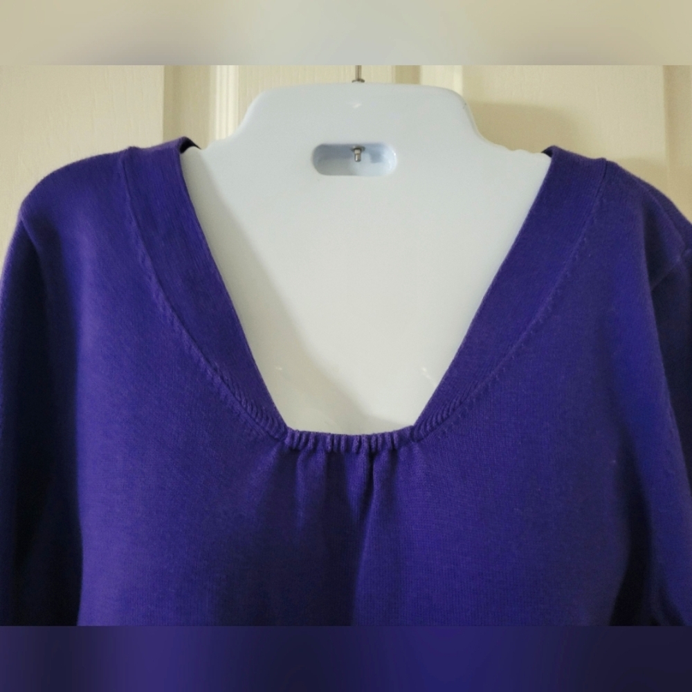 J. Jill | Pretty Purplish Blue Long Sleeve Knit Sweater (SIZE M) - Picture 4 of 10